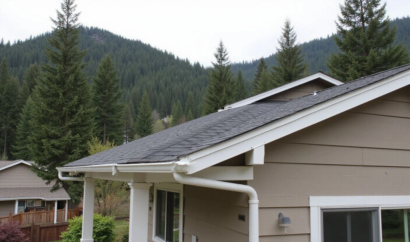 Seamless gutters on a home in Canyonville, Oregon