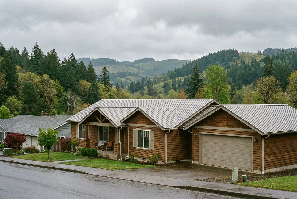 Seamless gutters on a home in Drain, Oregon