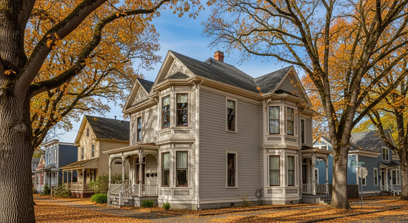 Seamless gutters on a historic home in Oakland, Oregon