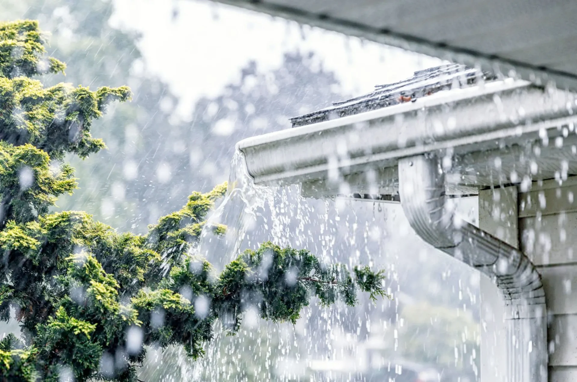 Seamless rain gutters on residential home in Douglas County Oregon