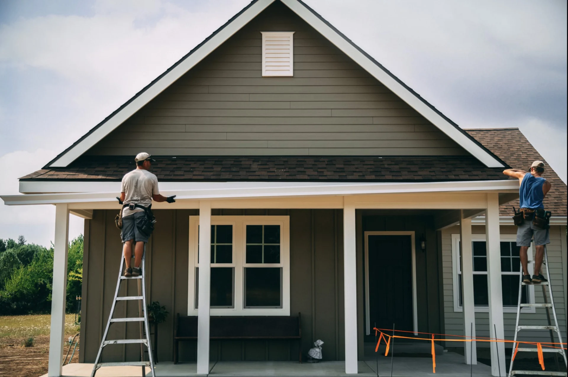 Completed seamless gutter system with downspouts on Roseburg Oregon home
